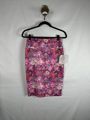 #ad Lularoe Size Small Cassie Vibrant Floral Pencil Skirt Pinks Purples Knee Length $12.00