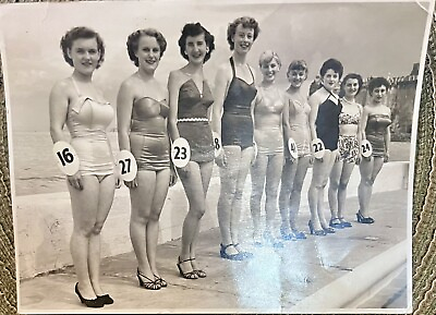 #ad #ad Antique Female Bathing Beauty Contest of 9 Contestants from sunbeam photo $105.60