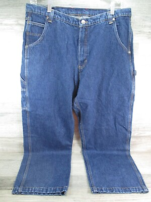 Men#x27;s Sears Craftsman Carpenter Cargo Style Blue Denim Jeans 38x30 $19.95