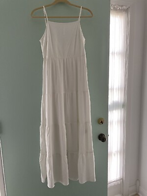 #ad H amp; M Long Women’s Summer Dress White Spaghetti Straps Small Lined New $17.00