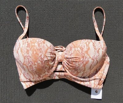 #ad NEW $30 Target Shade and amp; Shore 34D Gold Snakeskin Swimsuit Bikini Top Padded $13.59