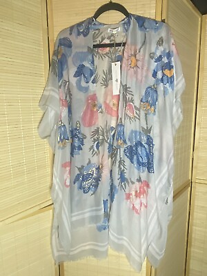 #ad New Beautiful Floral Wrap One Size Lightweight Cover Up Boho Blue Pink $12.00