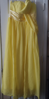 #ad Beautiful lovely Yellow formal across the shoulder evening dress size 10 $25.00