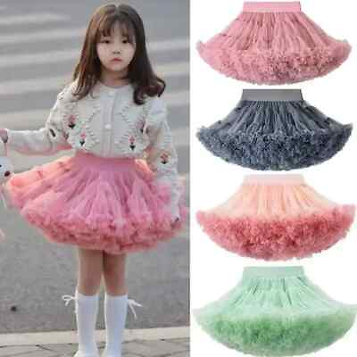 #ad #ad 1 8T Lace Skirt Girls Fluffy Chiffon Solid Colors Skirts Dance Skirt Christmas $29.79