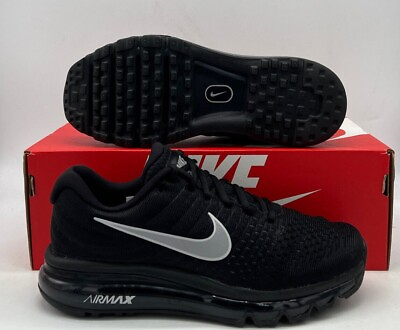 Nike Air Max 2017 Triple Black Reflective Running Shoes 849560 001 Womens Size $142.47