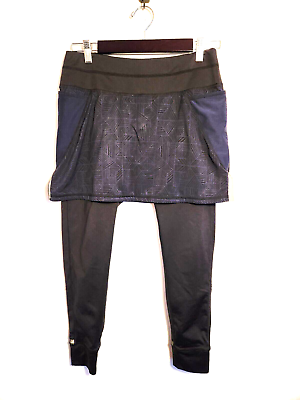 #ad Athleta Womens Skirt Leggings Medium Petite Geometric Black Navy Pockets Zipper $18.00