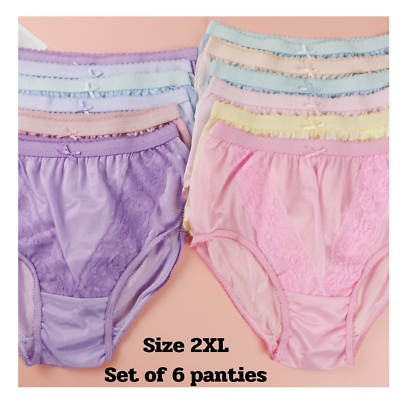 #ad x6 Lace Nylon Panties Panty Bikini Knicker Women Comfort Underwear 2XL Plus Size $32.90