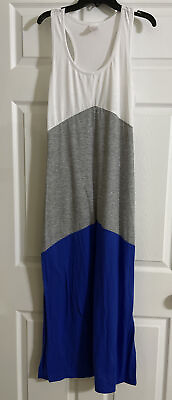 #ad Beach Summer Multicolor CoverUp Maxi Dress w side slits Size Large  $10.00