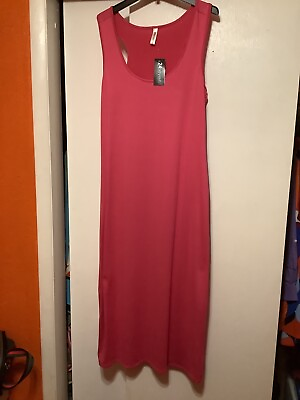 #ad 24Seven Comfort Apparel Plus Maxi Dress Racerback Raspberry Pink Size 1x NWT $25.00