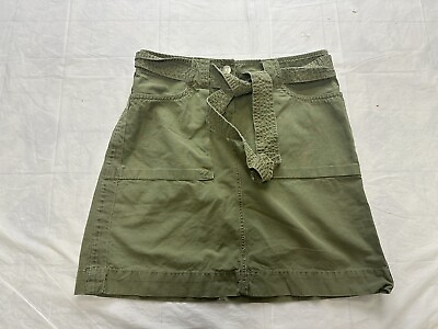 #ad J. Crew Chino Army Green Mini Skirt Womens 0 Belted Pockets $23.95