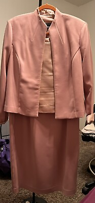 #ad Positive Attitude Women#x27;s 3pc. Formal Knit Maxi Skirt Suit Size 16 Pink $62.30