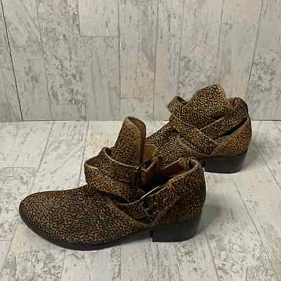 #ad Matisse Womens Boots Size 6.5M Brown Leopard Cow Fur Leather Raider Ankle Bootie $28.00