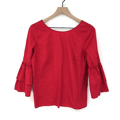 #ad Jane and Delancey Ruffle bell sleeve Sleeve Blouse Red boho 4th July S women#x27;s $25.20