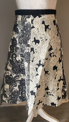 #ad Eva Franco Women#x27;s Floral Lace Skirt A line black and white Size 4 $31.90