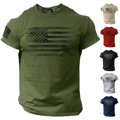 USA Distressed Flag Men T Shirt Patriotic American Tee S 2XL $14.90
