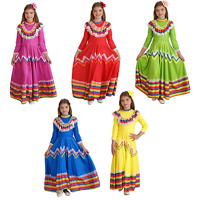#ad Kids Girl#x27;s Lace Dresses Performance Princess Dress Mexican Boho Dress Outfit $25.66