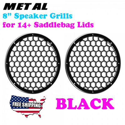 #ad Advanblack Black CNC Aluminum HEX 8#x27;#x27; Speaker Grills for Harley 8quot; 14 Saddlebag $189.00