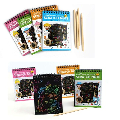 #ad Rainbow Paper Scratch Book with Pencil DIY painting color Notebook $11.85