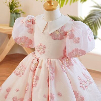 #ad Elegant Girls Flower Puff Sleeve Dresses For Wedding Kids Formal Birthday Party $67.27
