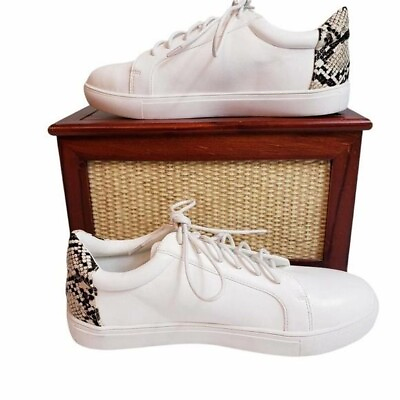 French Connection Womens 8M Fashion Sneakers Shoes White Snakeskin Leather New $38.00