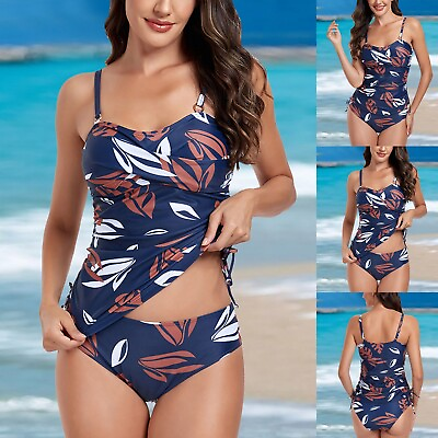 #ad Tankini Swimsuits For Women Tummy Control Two Piece Stretchy Swimming Beachwear $23.29