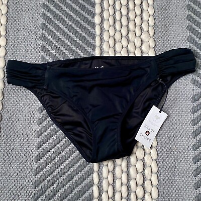 Shade amp; Shore Womens Medium Black Bikini Bottom Hipster Side Detailing NWT $5.40