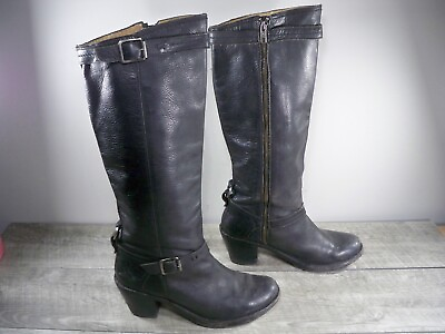 #ad #ad Frye Black Leather Carmen 18” Inside Zip Heel Boot #77386 Womens Boots Size 8.5 $123.23