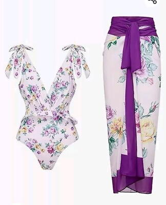 #ad IDOPIP Women#x27;s One piece Swimsuit With Beach Cover up Wrap Sarong Small $26.99