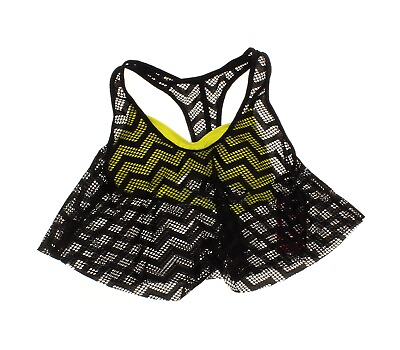 #ad Hula Honey Juniors#x27; 2 pc Layered Crochet Bikini Top Black Yelllow Size XS $13.19