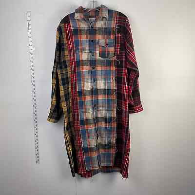 Better be Plaid Red Deconstructed Flannel Long Women#x27;s Shirt Dress Size S $36.00