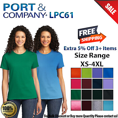 Port amp; Company LPC61 Womens Short Sleeve Essential Crew Neck Stylish T Shirt $7.88
