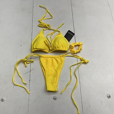 #ad Sucrefas Yellow Two Piece Thong Bikini Set Women’s Size Small NEW $16.00