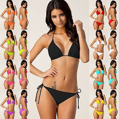 Womens Push Up Bikini Set Bra Strappy Bathing Suit Swimsuit Swimwear Beachwear $16.71