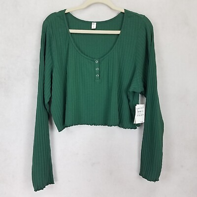 NEW BP. Nordstrom Plus 3X Ribbed Cropped Top in Green Trekking NWT $15 $12.99