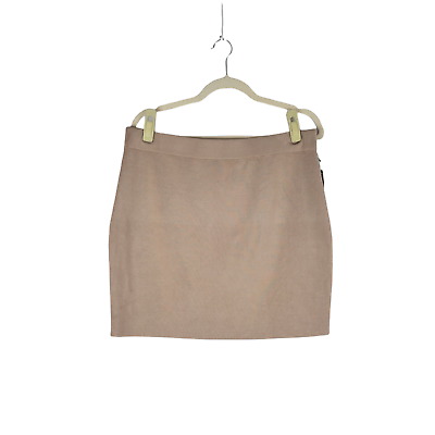#ad Leith Mini Skirt Women#x27;s Plus Pull On Beige Stretch Elastic Waist size 1X NEW $18.00