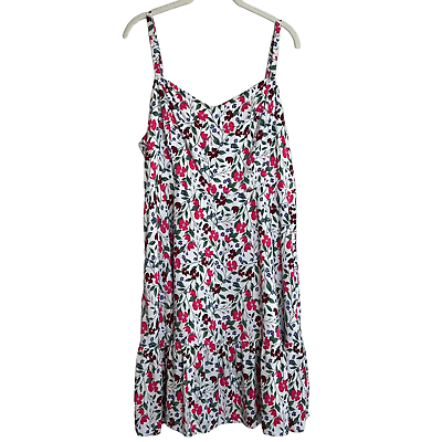 #ad Old Navy Womens Cami Sundress XL White Pink Floral Spaghetti Straps Smocking $18.98