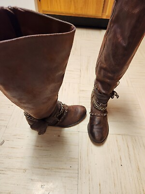 #ad Ladies Brown Knee High Boots $15.00