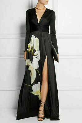 #ad NEW ALTUZARRA for Target Womens Floral Print V Neck Black Maxi Dress XS $41.35