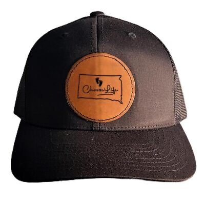 #ad North Dakota Choose Life Leather Patch Hat Pro Life Hat Black $35.00