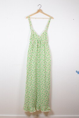 #ad #ad Vintage Sears Green Floral Maxi Dress size 12 Made in USA $124.99