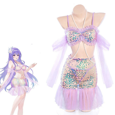 #ad 2024 Summer Anime Mermaid Swimsuit Women Shiny Bling Swimwear Costume Cosplay $24.88