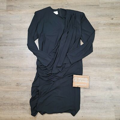 Vintage Steven Stoller New York Dress Cocktail Black Sheath Midi Long Sleeve 90s $10.00