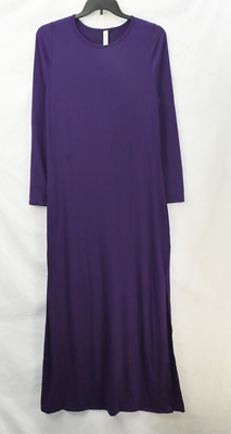 #ad 24 7 Comfort Apparel Women#x27;s Plus Size 1X Side Slit Fitted Maxi Dress Purple $29.99
