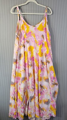 Torrid Challis Trapeze Maxi Dress Size 2 Watercolor Tie Dye Sleeveless Rayon $26.99