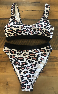 #ad Women#x27;s Sexy Leopard Print High Waist Bikini Set Swimsuit Swimwear Cheeky NIB M $12.99