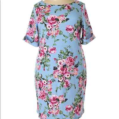 #ad Karen Scott Sport Womens Printed Floral Blue Dress Sz L $17.10