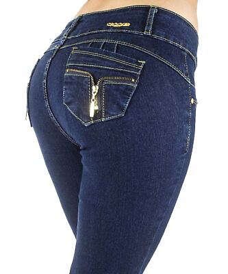 Women Plus Junior Size Colombian Design Mid Waist Butt Lift Skinny Jeans $43.25