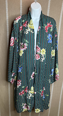 Umgee Top Size S M Drape Cardigan Womens Kimono Duster Floral Striped $20.00