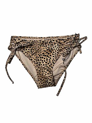 #ad SHADEamp;SHORE Women#x27;s animal print bikini bottom side strap ties lined size M NWOT $13.99