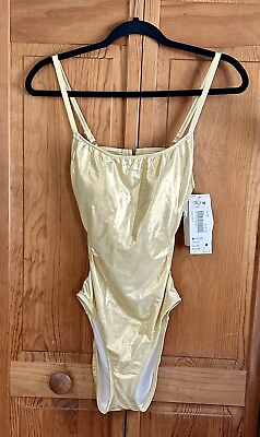 #ad Vintage NWT Sears 778 Sparkly Gold High Cut One Piece Swimsuit Ocean Avenue $44.99
